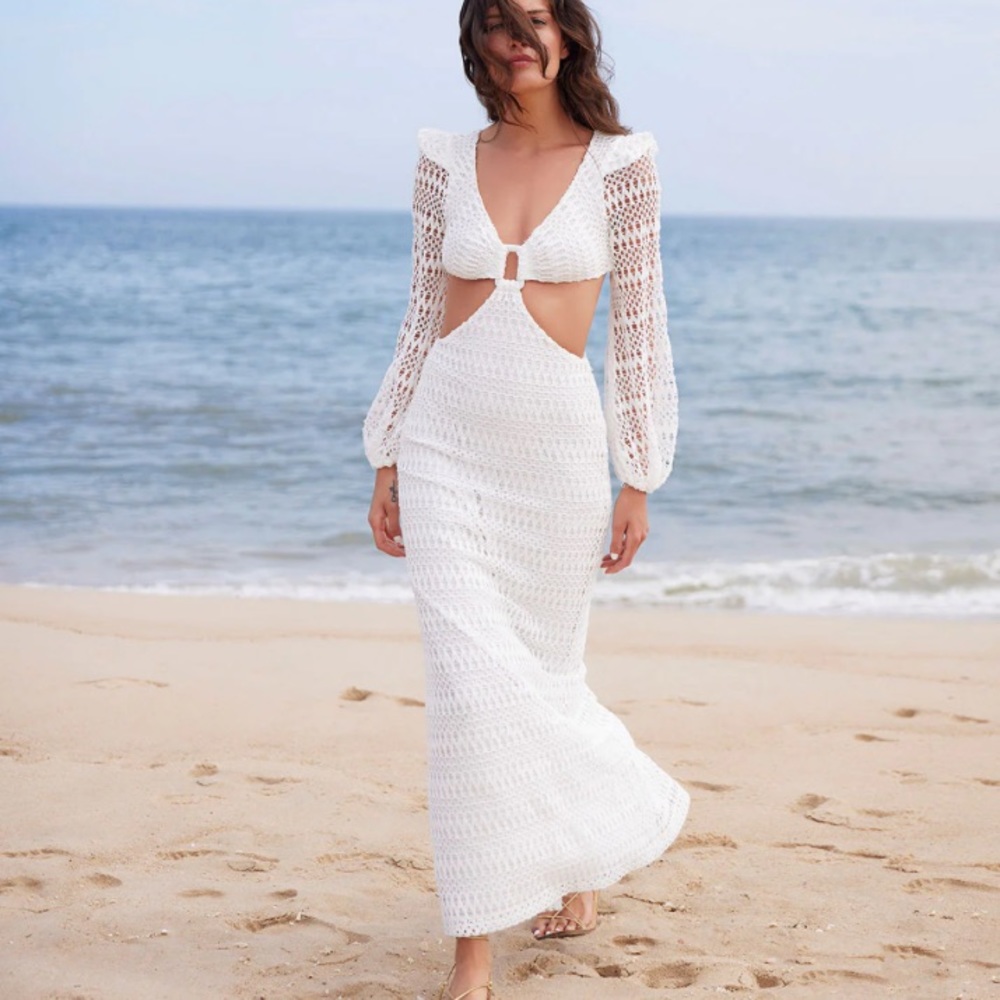 PatBO White Crochet Maxi Dress
